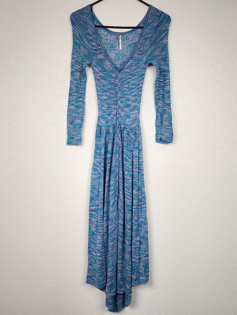 Free People Blue Space Dye Knit High Low Dress